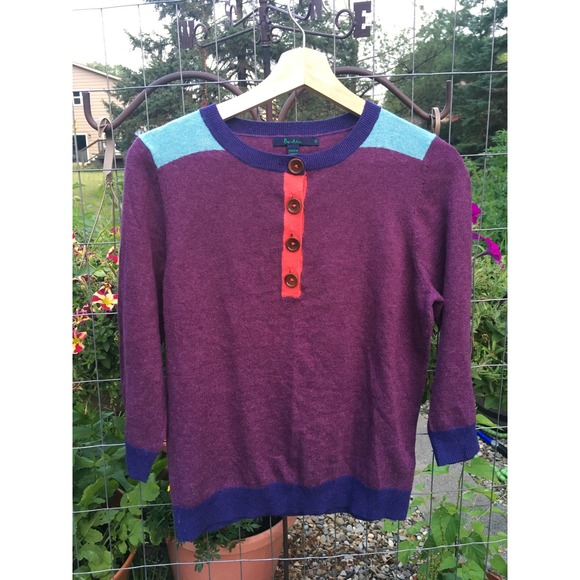 Boden Other - Boden Kids Purple Colorblock Cashmere Angora Blend Henley Sweater Size 12